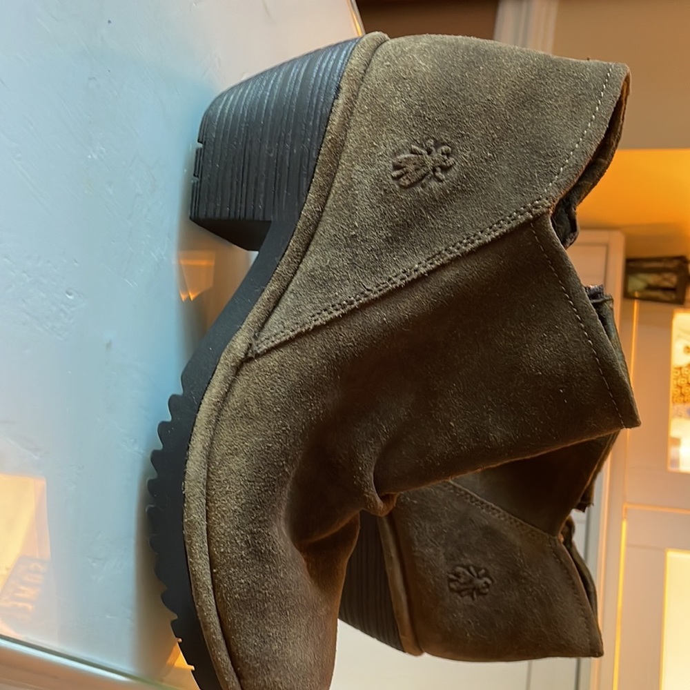 Fly London Suede boots. Dark olive. Size 9